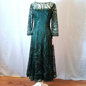 Tahari Arthur S Levine, Size 10, Spruce Green, Sequined Gown